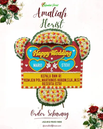 Karangan Papan Bunga Pernikahan di Peninjoan
